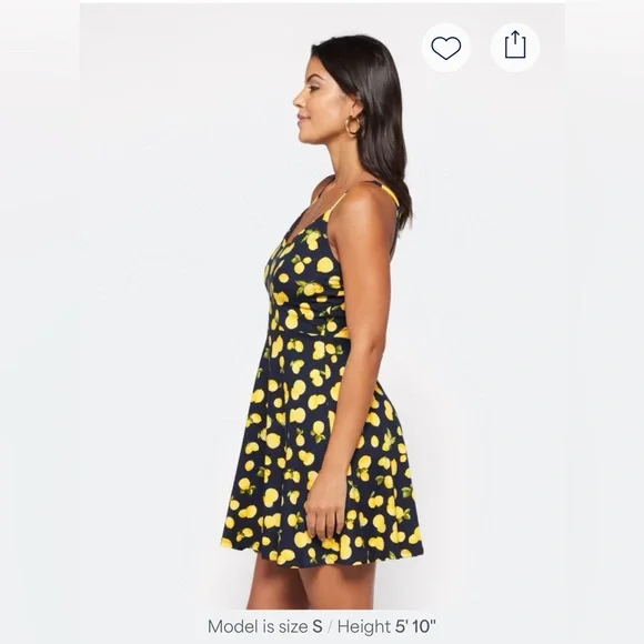 Nine Britton Navy and Yellow Lemon Print Mini Dress - Picture 11 of 11